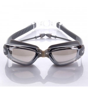 Ochelari de înot impermeabili, sistem integrat dopuri pentru urechi, protecție UV, anti-ceață și vizibilitate înaltă, curea elastică reglabilă- design confortabil și performant pentru explorare subacvatică, gri
