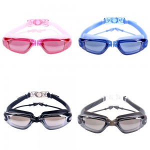 Ochelari de înot impermeabili, sistem integrat dopuri pentru urechi, protecție UV, anti-ceață și vizibilitate înaltă, curea elastică reglabilă- design confortabil și performant pentru explorare subacvatică, albastru