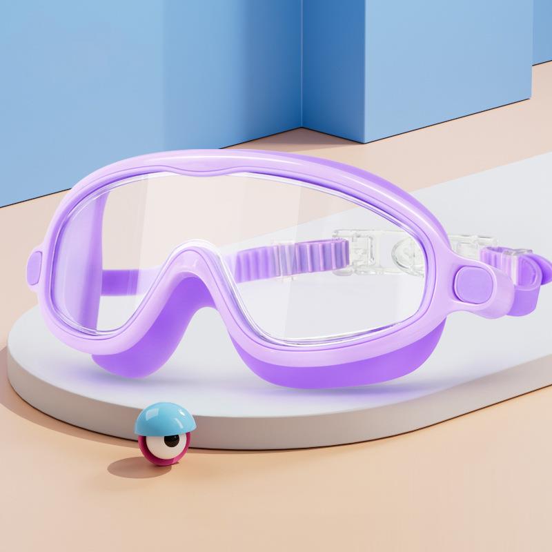 Set accesorii pentru înot, ochelari de înot, cască silicon, set dopuri urechi, reutilizabil, ajustabil, mărime universală, mov
