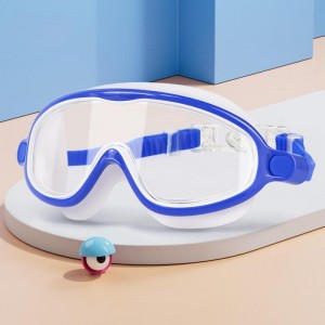 Ochelari de înot pentru copii, model scafandru - câmp vizual extins, culori vesele, curea reglabilă din silicon - pentru aventuri subacvatice și distracție în siguranță, albastru - alb