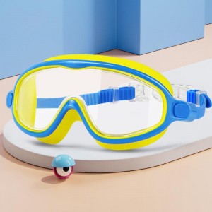 Set accesorii pentru înot, ochelari de înot, cască silicon, set dopuri urechi, reutilizabil, ajustabil, mărime universală, galben albastru