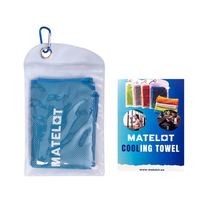 Prosop microfibră MATELOT cu husă închidere ermetică, efect de răcire instant, uscare rapidă, ideal pentru sport, plajă, aerobic, fitness, yoga, activități în aer liber,albastru,50x120cm
