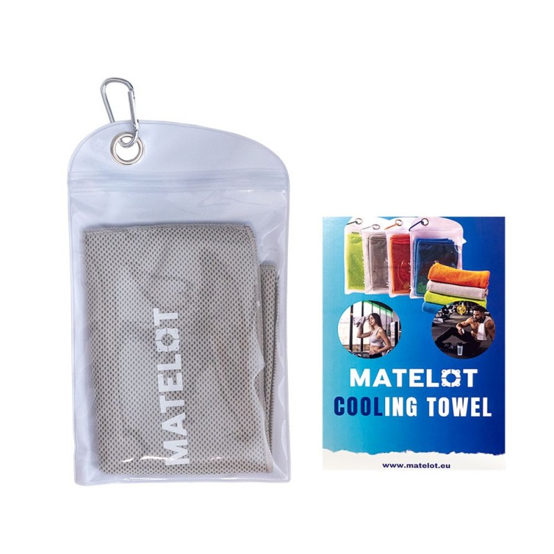 Prosop microfibră MATELOT cu husă închidere ermetică, efect de răcire instant, uscare rapidă, ideal pentru sport, plajă, aerobic, fitness, yoga, activități în aer liber,gri,30*80cm