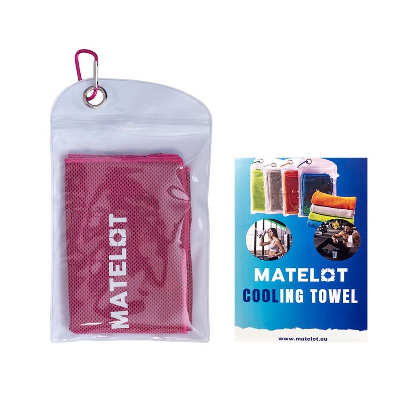 Prosop microfibră MATELOT cu husă închidere ermetică, efect de răcire instant, uscare rapidă, ideal pentru sport, plajă, aerobic, fitness, yoga, activități în aer liber, roz , 50x120 cm