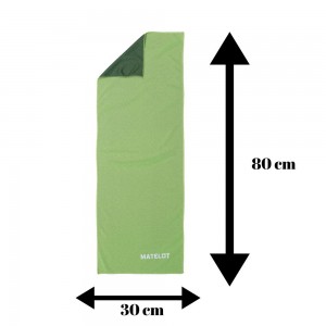 Prosop microfibră MATELOT cu husă închidere ermetică, efect de răcire instant, uscare rapidă, ideal pentru sport, plajă, aerobic, fitness, yoga, activități în aer liber,verde,30*80cm