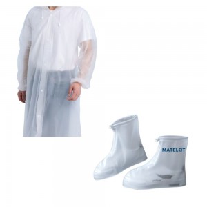 Set pelerină ploaie / protecție încălțăminte scurtă reutilizabilă, impermeabilă, transparentă, universală, unisex