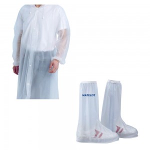 Set pelerină ploaie / protecție încălțăminte lungă reutilizabilă, impermeabilă, transparentă, universală, unisex