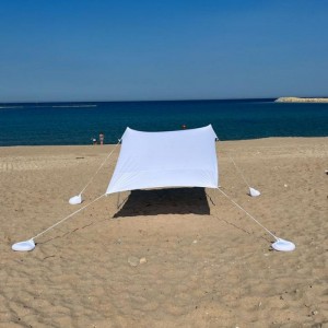 Parasolar portabil cu protecție UV, rezistent la vânt și apă, 2x2m, lycra - ideal pentru plajă, camping și activități în aer liber, alb