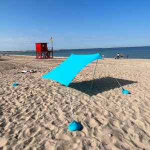 Parasolar portabil cu protecție UV, rezistent la vânt și apă, 2x2m, lycra - ideal pentru plajă, camping și activități în aer liber, albastru