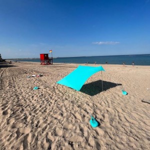 Parasolar portabil cu protecție UV, rezistent la vânt și apă, 2x2m, lycra - ideal pentru plajă, camping și activități în aer liber, turcoaz