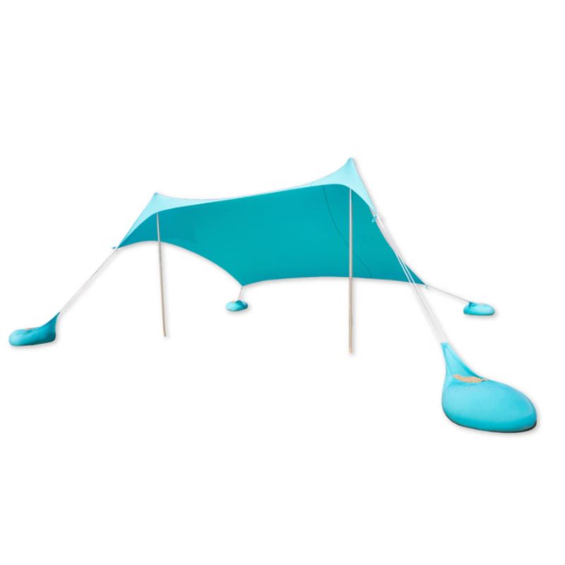 Parasolar portabil cu protecție UV, rezistent la vânt și apă, 2x2m, lycra - ideal pentru plajă, camping și activități în aer liber, turcoaz