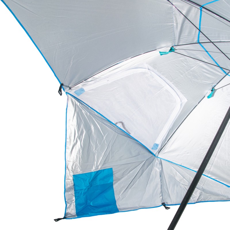 Umbrelă pentru plajă, multifuncțională și portabilă, albastru deschis