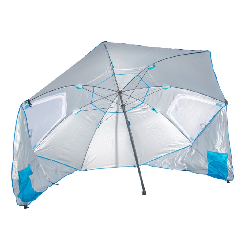Umbrelă pentru plajă, multifuncțională și portabilă, albastru deschis