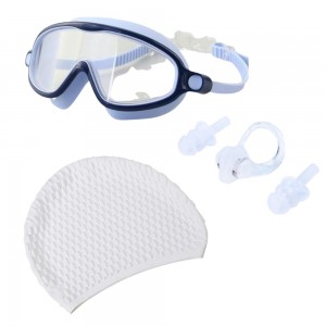 Set accesorii pentru înot, ochelari de înot, cască silicon, set dopuri urechi, reutilizabil, ajustabil, mărime universală, alb albastru închis Set accesorii pentru înot, ochelari de înot, cască silicon, set dopuri urechi, reutilizabil, ajustabil, mărime universală, alb albastru închis