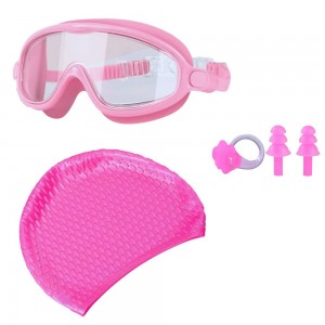 Set accesorii pentru înot, ochelari de înot, cască silicon, set dopuri urechi, reutilizabil, ajustabil, mărime universală, roz deschis  Set accesorii pentru înot, ochelari de înot, cască silicon, set dopuri urechi, reutilizabil, ajustabil, mărime universală, roz deschis