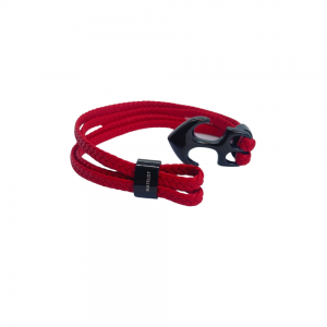 Brățară nautică casual Matelot 4-in-1, împletitură roșie, închizătoare ancoră, 21 cm