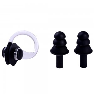 Set accesorii pentru înot, ochelari de înot, cască silicon, set dopuri urechi, reutilizabil, ajustabil, mărime universală, negru