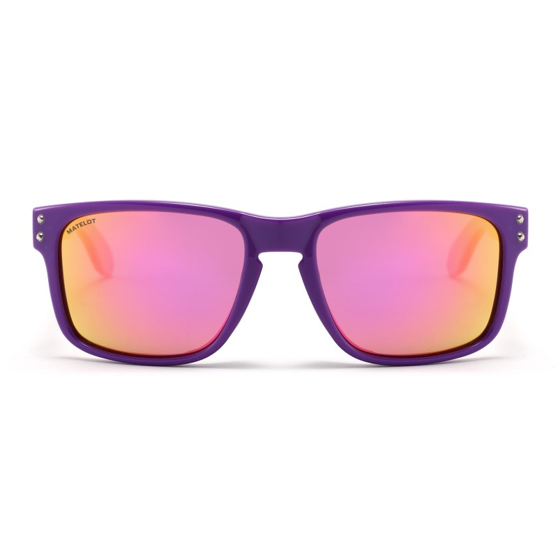Ochelarii de soare MATELOT model PURPLE EDITION, cu lentile polarizate UV 400 și brațe din lemn de bambus, toc de ochelari pliabil, săculeț protecție din microfibră si cârpă pentru întreținere.