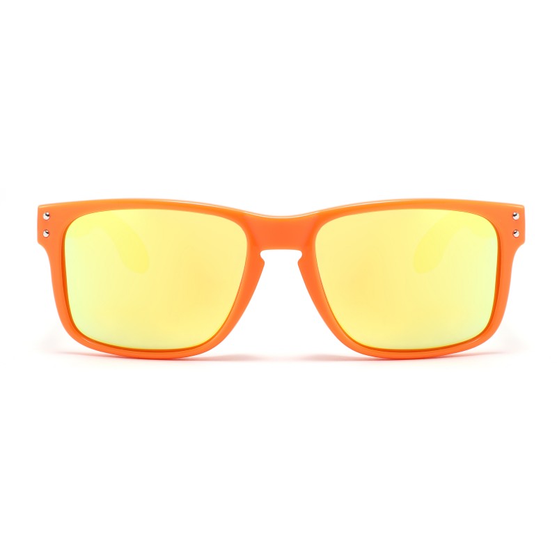 Ochelarii de soare MATELOT model ORANGE EDITION, cu lentile polarizate UV 400 și brațe din lemn de bambus, toc de ochelari pliabil, săculeț protecție din microfibră si cârpă pentru întreținere.