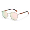 Ochelarii de soare MATELOT model RETRO, cu lentile polarizate UV 400 și brațe din lemn de bambus, toc de ochelari pliabil, săculeț protecție din microfibră si cârpă pentru întreținere.