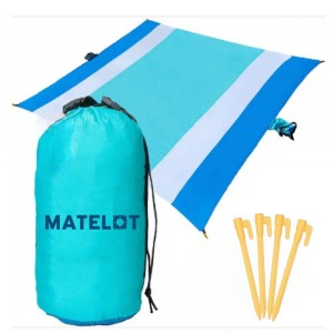 Pătură pentru plajă, impermeabilă, anti nisip și multifunctională, ideală pentru familie, 4 persoane, deep blue 200 x 210 cm