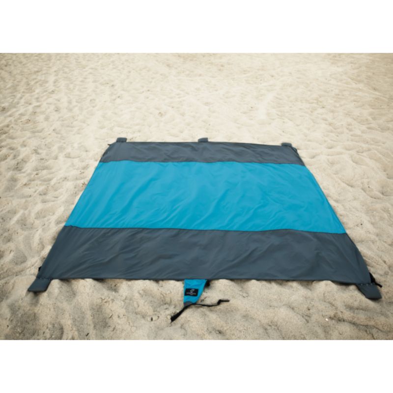 Pătură pentru plajă, impermeabilă, anti nisip și multifunctională, ideală pentru familie, albastru-gri 280 x 300 cm