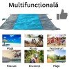 Pătură pentru plajă, impermeabilă, anti nisip și multifunctională, ideală pentru familie, albastru-gri 280 x 300 cm