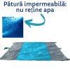 Pătură pentru plajă, impermeabilă, anti nisip și multifunctională, ideală pentru familie, albastru-gri 280 x 300 cm