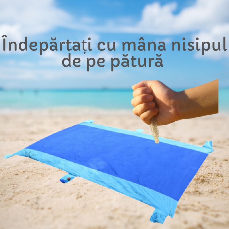 Pătură pentru plajă, impermeabilă, anti nisip și multifunctională, deep blue 200 x 300 cm
