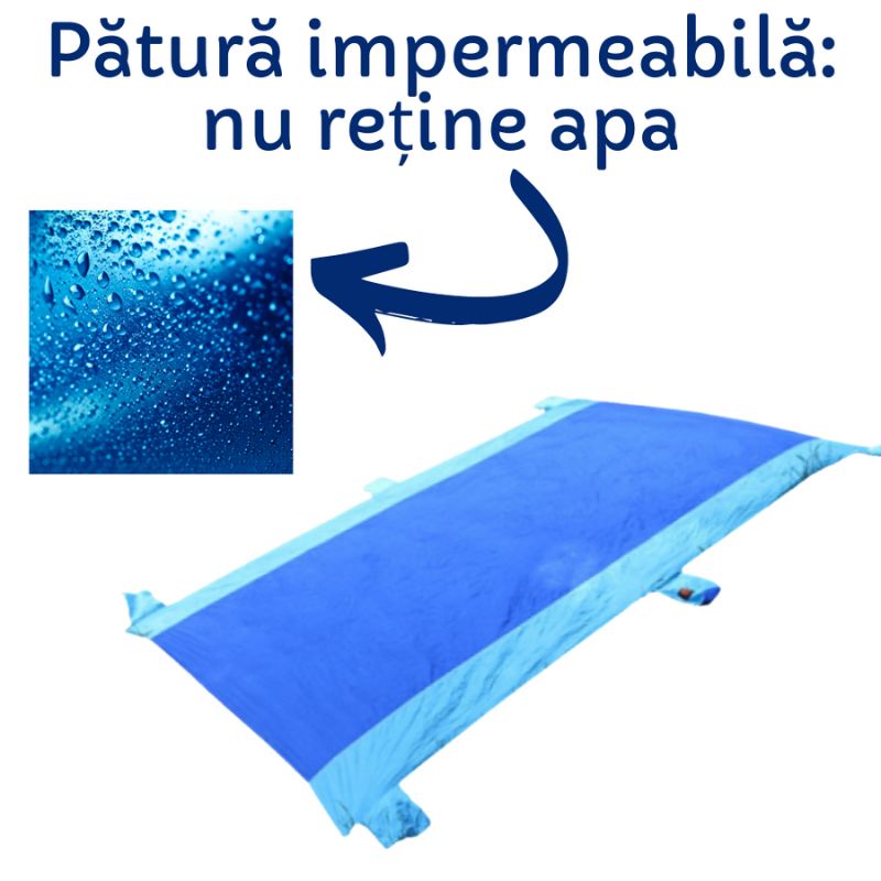 Pătură pentru plajă, impermeabilă, anti nisip și multifunctională, deep blue 200 x 300 cm