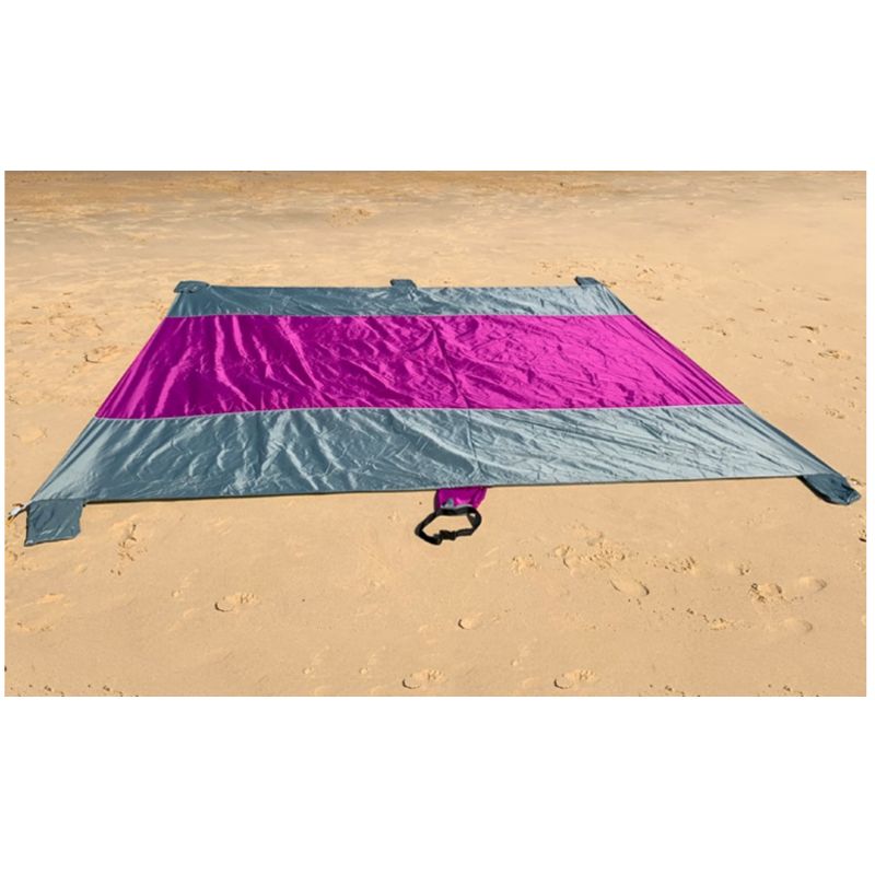 Pătură pentru plajă, impermeabilă, anti nisip și multifunctională, ideală pentru familie, mov-gri 280 x 300 cm
