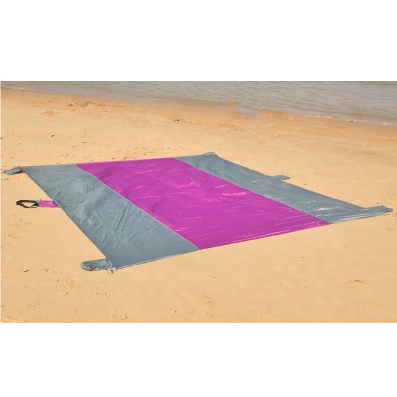Pătură pentru plajă, impermeabilă, anti nisip și multifunctională, ideală pentru familie, mov-gri 280 x 300 cm