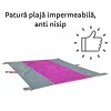 Pătură pentru plajă, impermeabilă, anti nisip și multifunctională, ideală pentru familie, mov-gri 280 x 300 cm