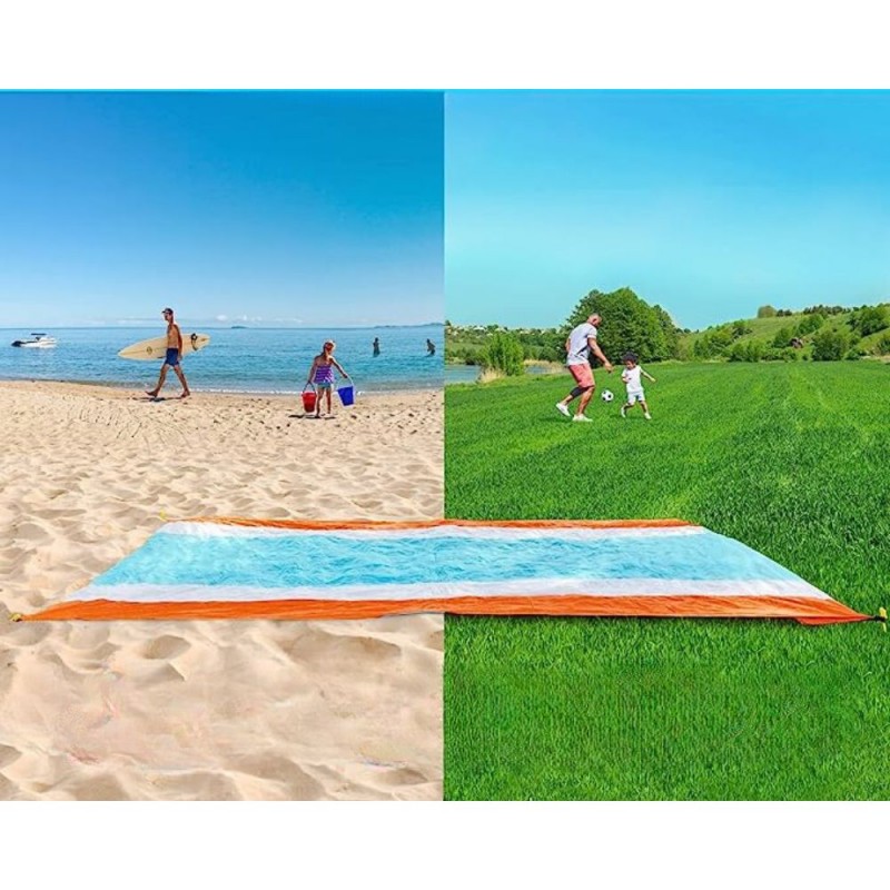 Pătură pentru plajă, impermeabilă, anti nisip și multifunctională, ideală pentru familie, orange 200 x 210 cm