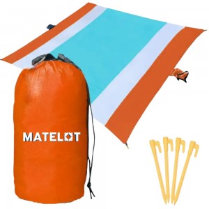 Pătură pentru plajă, impermeabilă, anti nisip și multifunctională, ideală pentru familie, 4 persoane, orange 200 x 210 cm